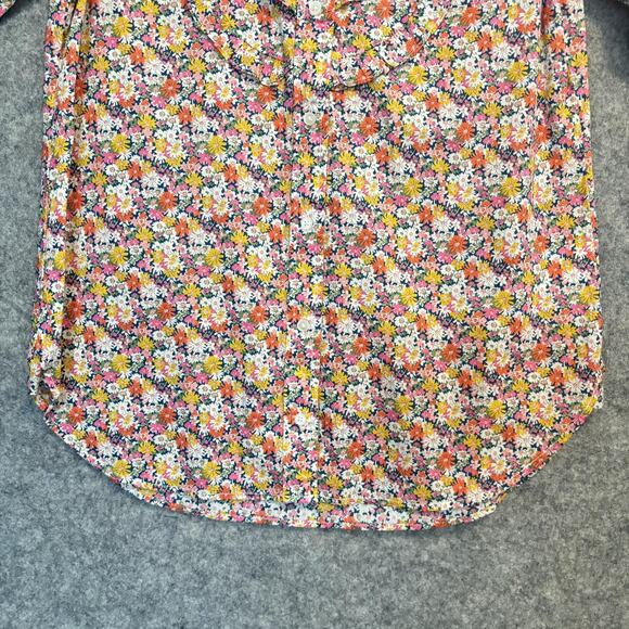 J Crew Shirt Women Size Small Pink Liberty Floral Band Collar Ruffle Button Down - Picture 4 of 13